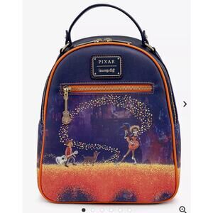 Loungefly Disney Pixar Coco Marigold Bridge Miguel Hector BoxLunch Mini Backpack